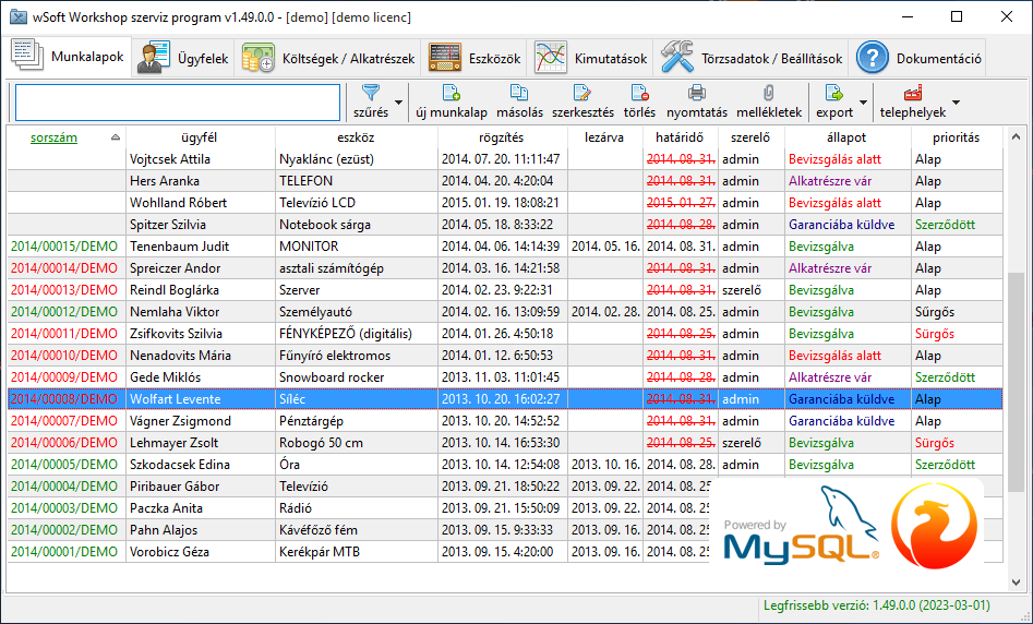 wSoft Workshop szerviz program